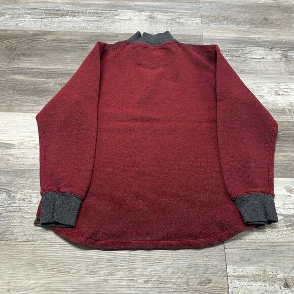 Robert Graham Red Gray Mens M‎ 1/4 Zip Mock Waffle Knit Pullover Preppy Sweater - Picture 3 of 8